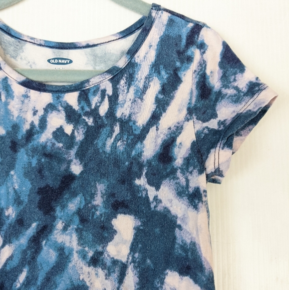 OLD NAVY girls blue tie-dye tiered ruffle dress - Picture 3 of 8